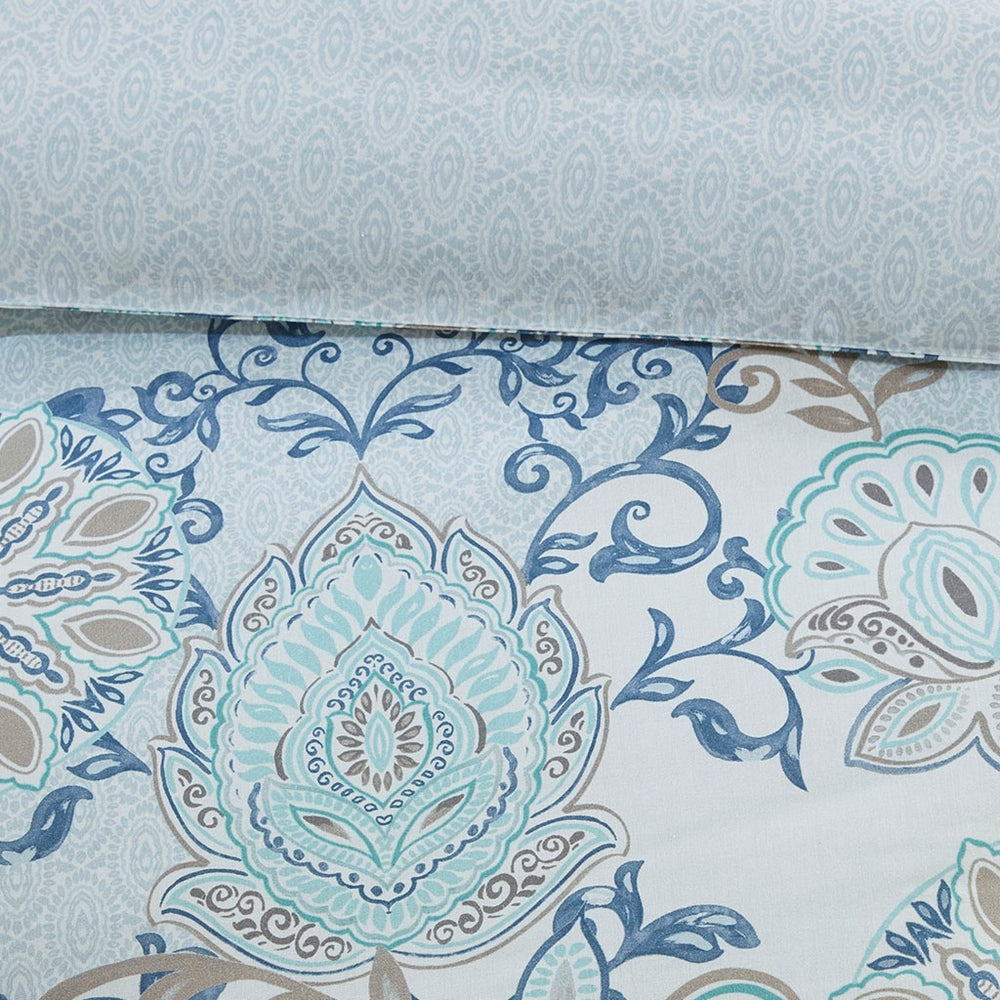 Full/Queen 3 Piece Cotton Floral Printed Reversible Duvet Cover Set Media 12