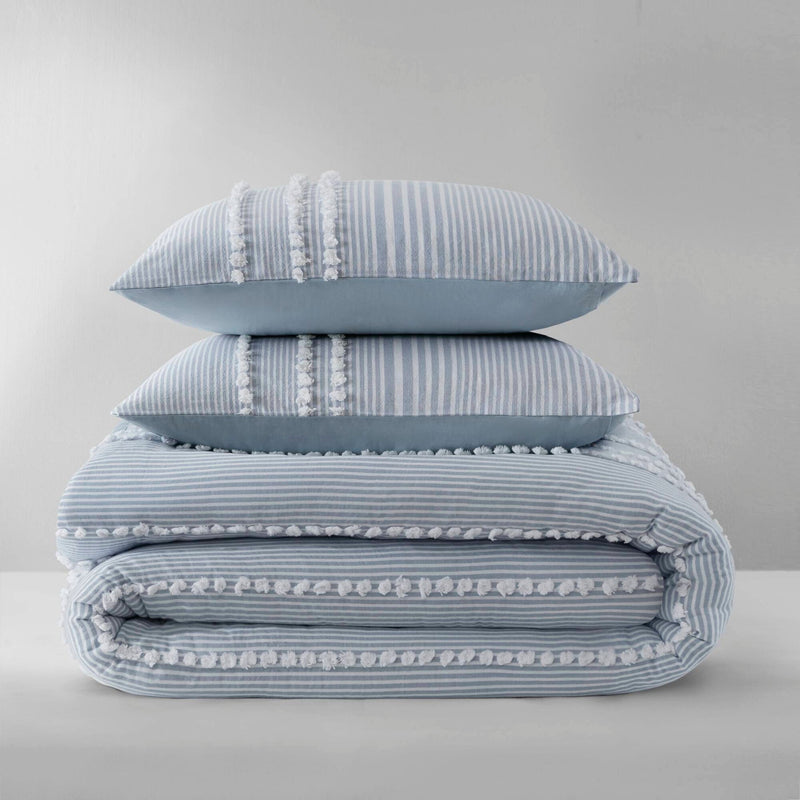 3- Piece King Cotton Yarn Dyed Duvet Cover Set