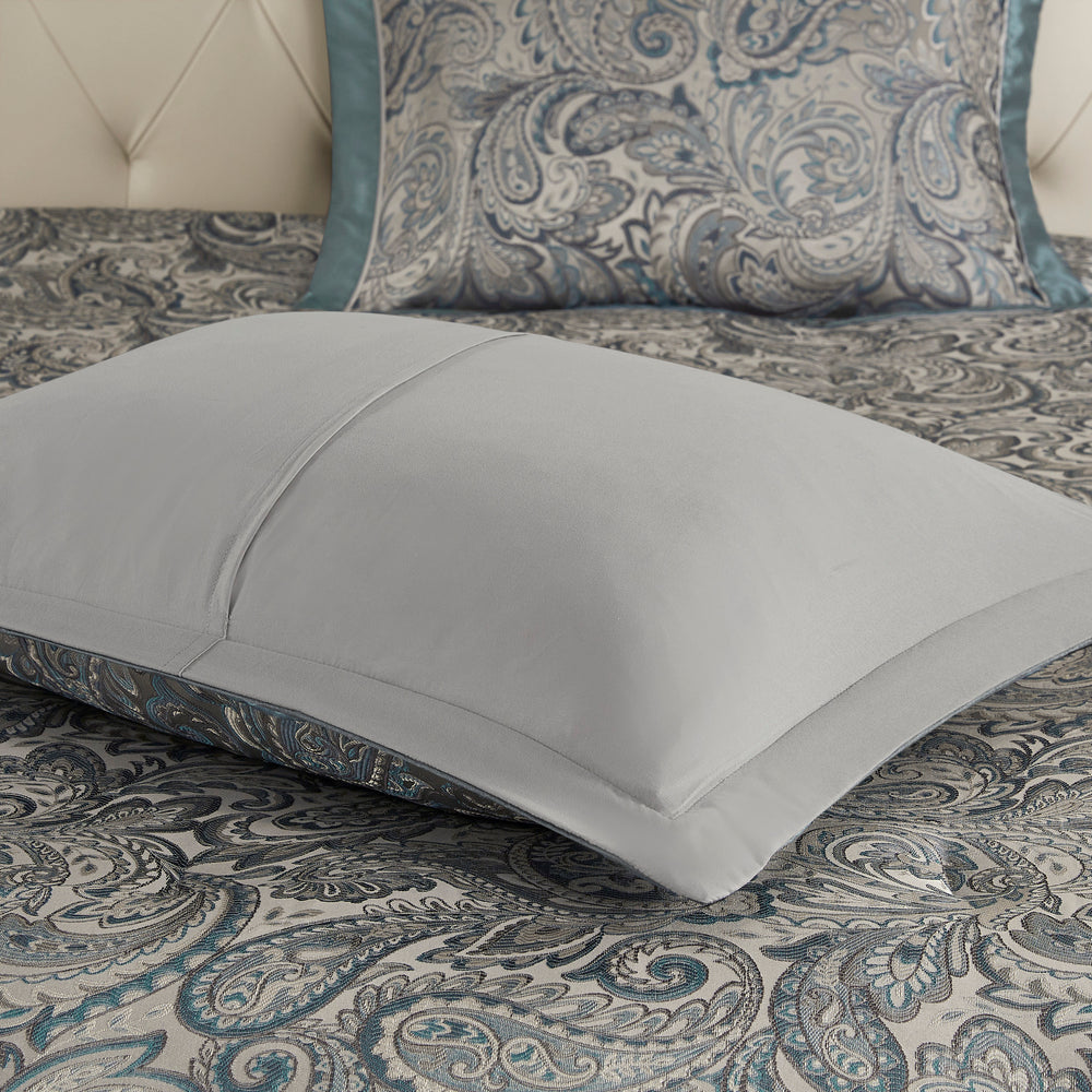 12 Piece Comforter Set with Cotton Bed Sheets Teal King Media 21