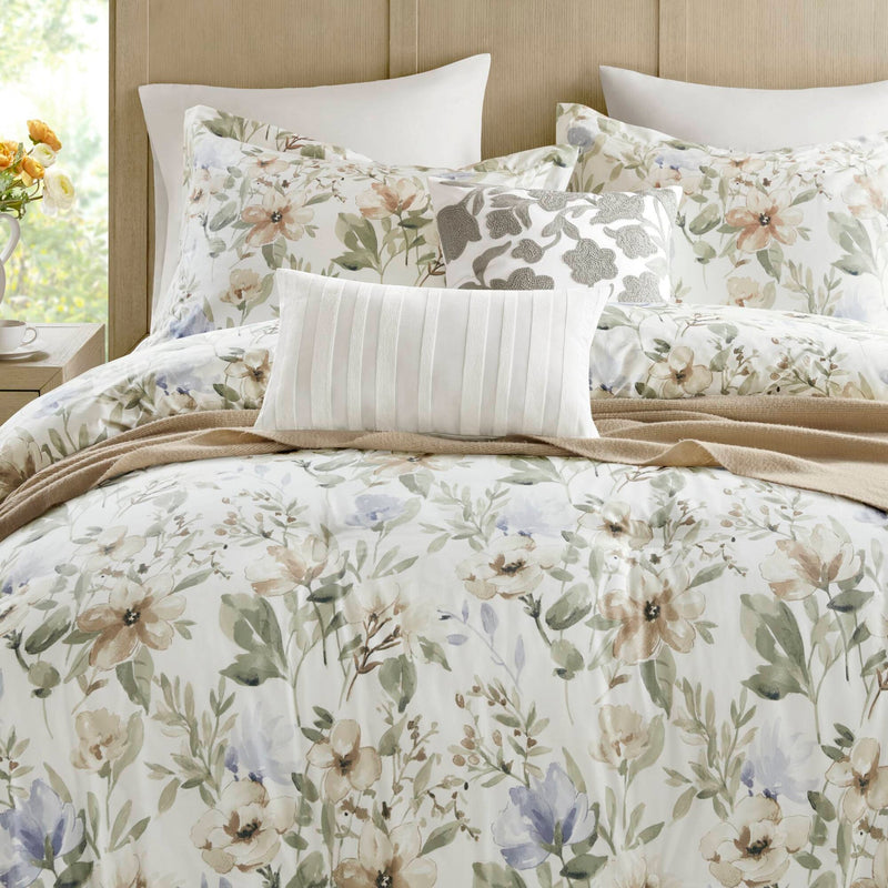 6PCS King Cotton Sateen Print Oversized Comforter Set