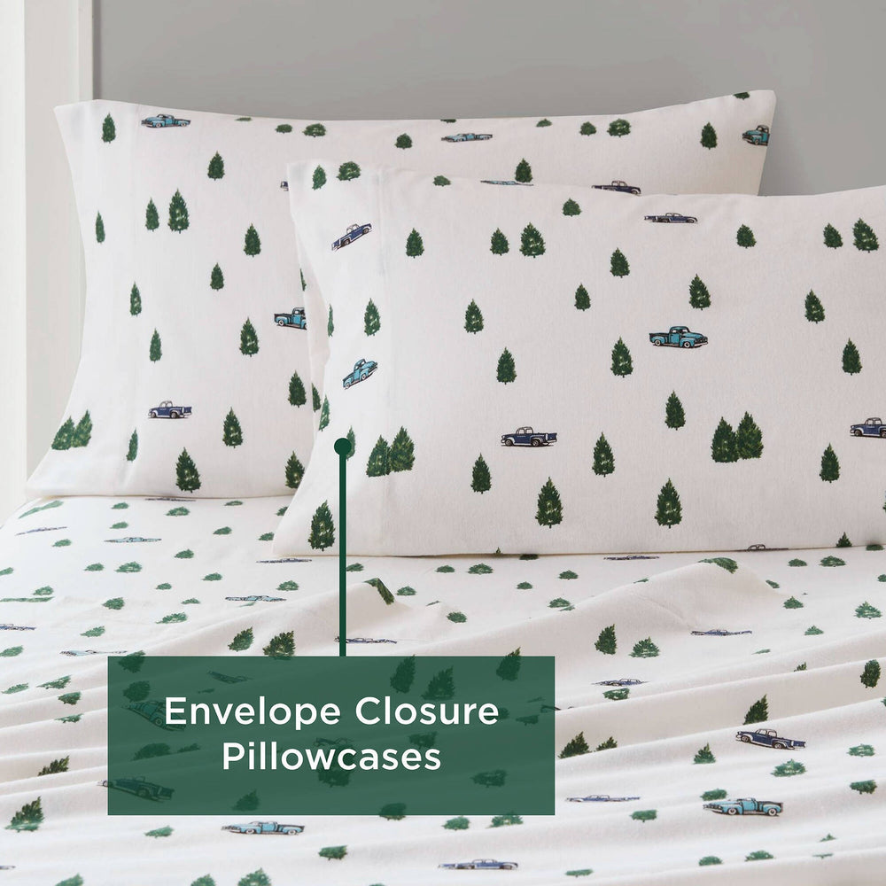 3 PCS Twin Sheet Set Green Trees & Trucks Media 2