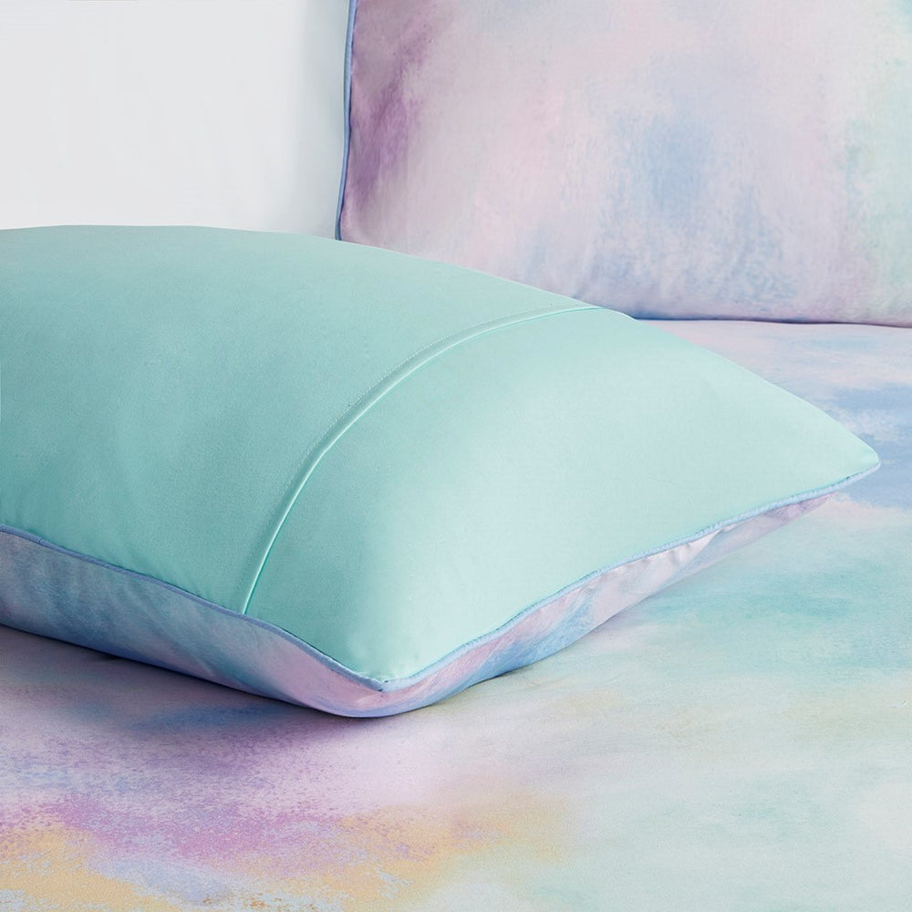 King/Cal King Watercolor Tie Dye Printed Comforter Set with Throw Pillow Media 10