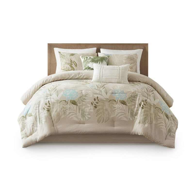 6 Piece Oversized Cotton Comforter Set with Throw Pillow