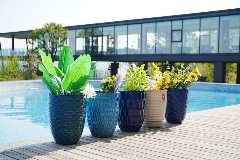 Ceramic Flowerpot, Modern Planter for Patio, Garden, Windowsill - Milk White