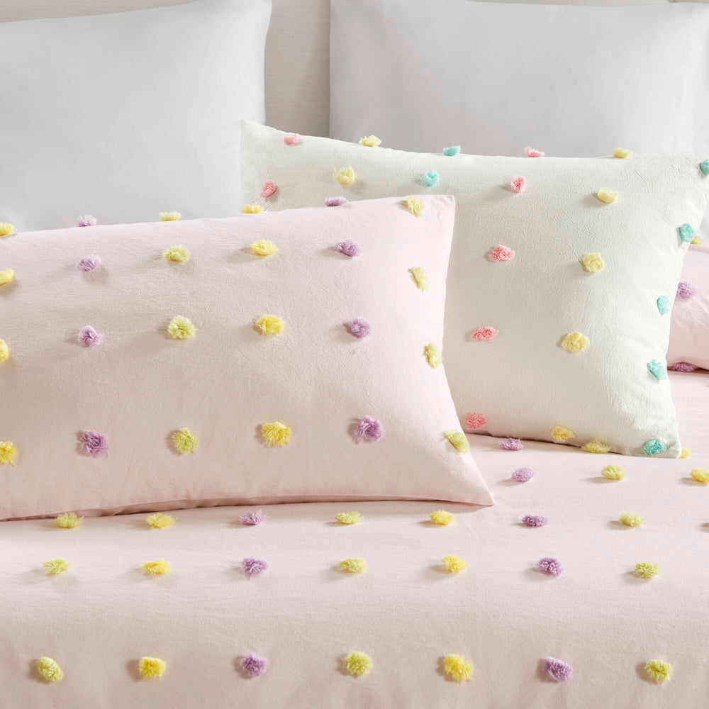 4PCS Twin/Twin XL Cotton Jacquard Pom Pom Comforter Set Media 2