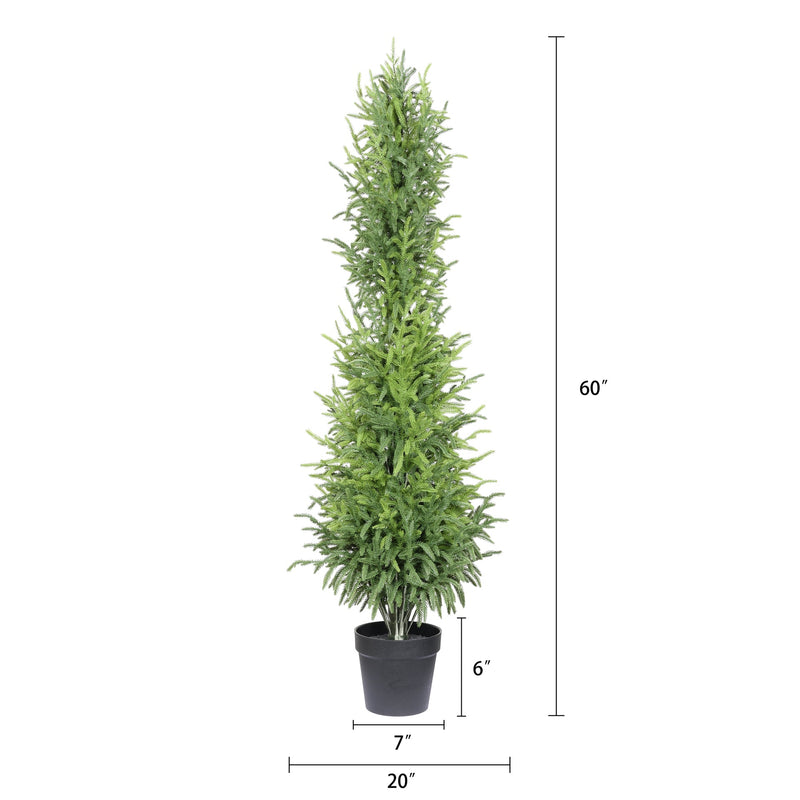 5' Artificial Real Touch Pine Tree with Black Plastic Pot, 1pc/set