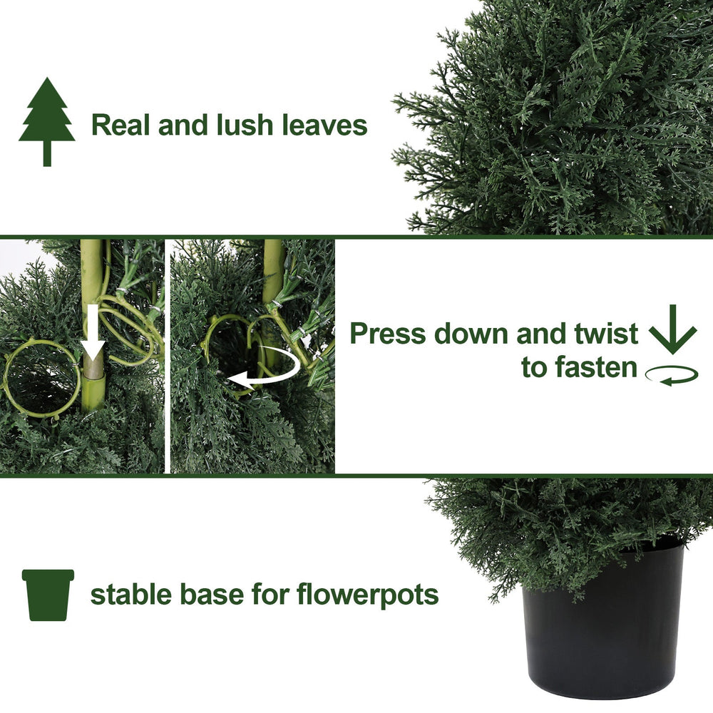 6FT single-color spiral-shaped potted cedar tree, a realistic artificial evergreen plant, suitable for decorating outdoor gardens, porches, patios, etc.; 2pcs/set Media 5