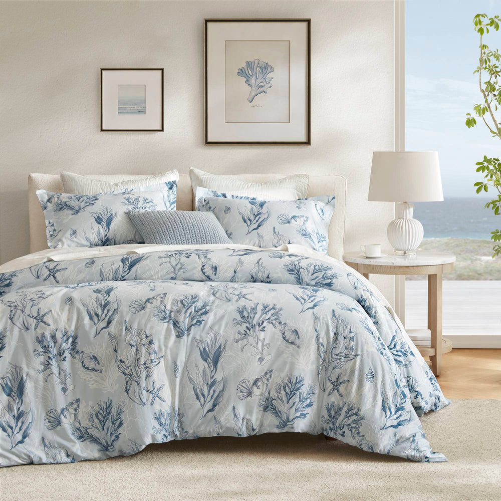 3-Piece King 100% Cotton Sateen Duvet Cover Set,Navy/Blue Media 1