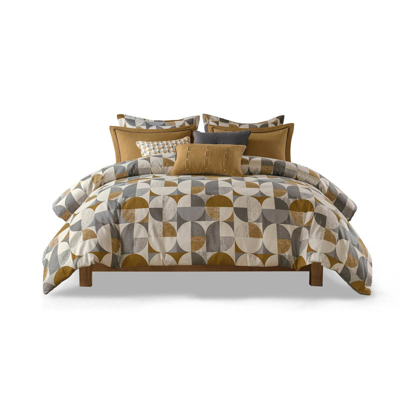 8 PCS Queen Jacquard Oversized Duvet Style Comforter Set Gold