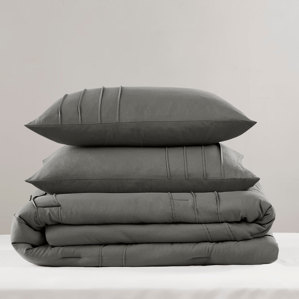 3-Piece Cal King Soft Washed Pleated Comforter Set Media 17