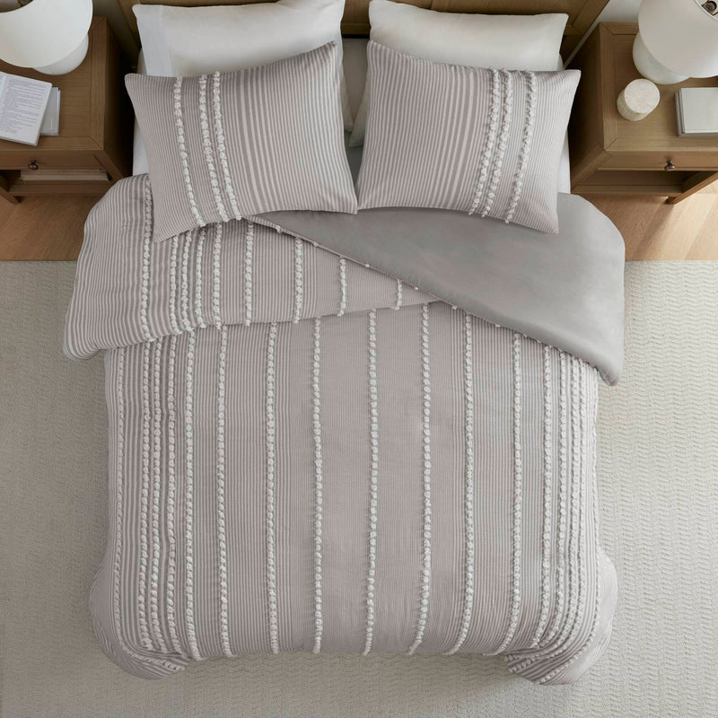 3- Piece Full/Queen Cotton Yarn Dyed Duvet Cover Set