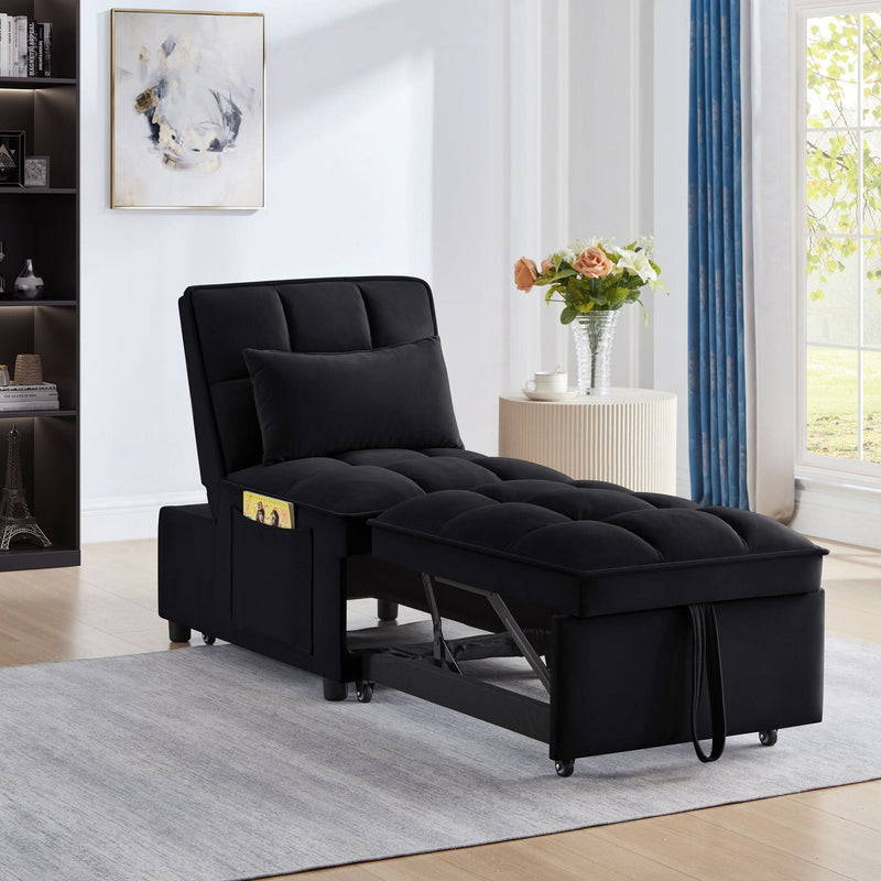 Velvet Sofa Bed Convertible Chaise Lounge Black Living Room American Design