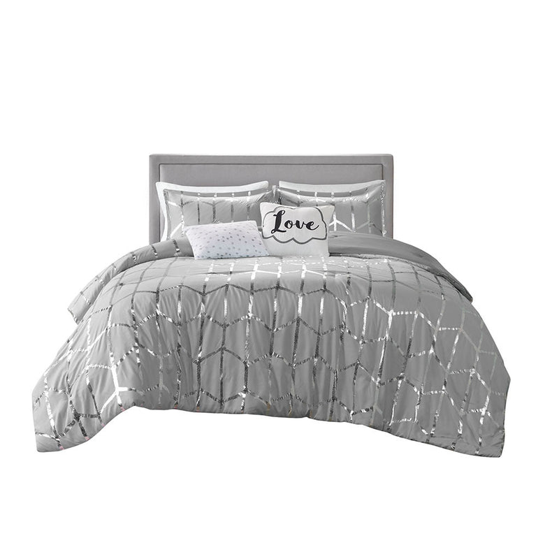 Twin/Twin XL Metallic Printed Duvet Cover Set
