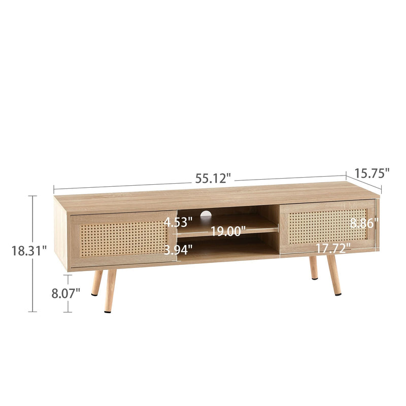 TV Cabinet Solid Wood With Adjustable Shelf For Living Room Use 55 Inch Length