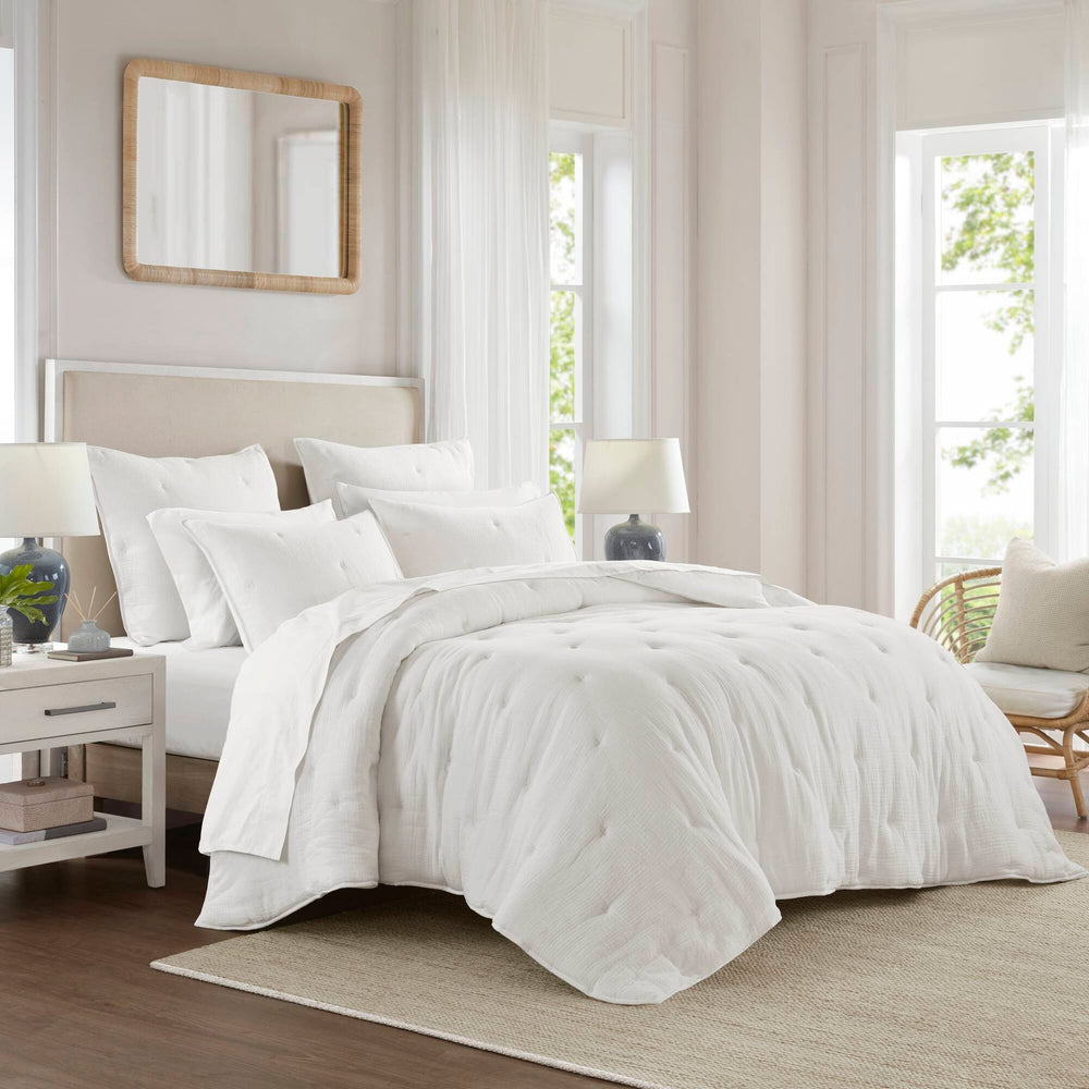 3-Piece Full/Queen Cotton  Embroidered Quilt Set,White Media 25