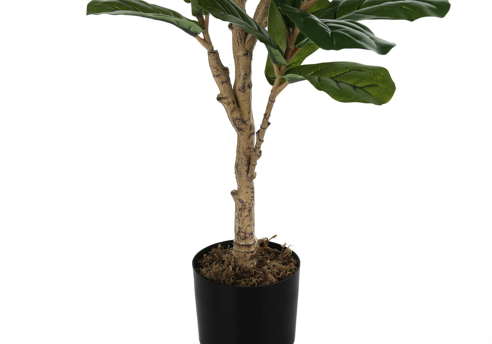 Artificial Plant, 47' Tall, Fiddle Tree, Indoor, Faux, Fake, Floor, Greenery, Potted, Real Touch, Decorative, Green Leaves, Black Pot Media 3