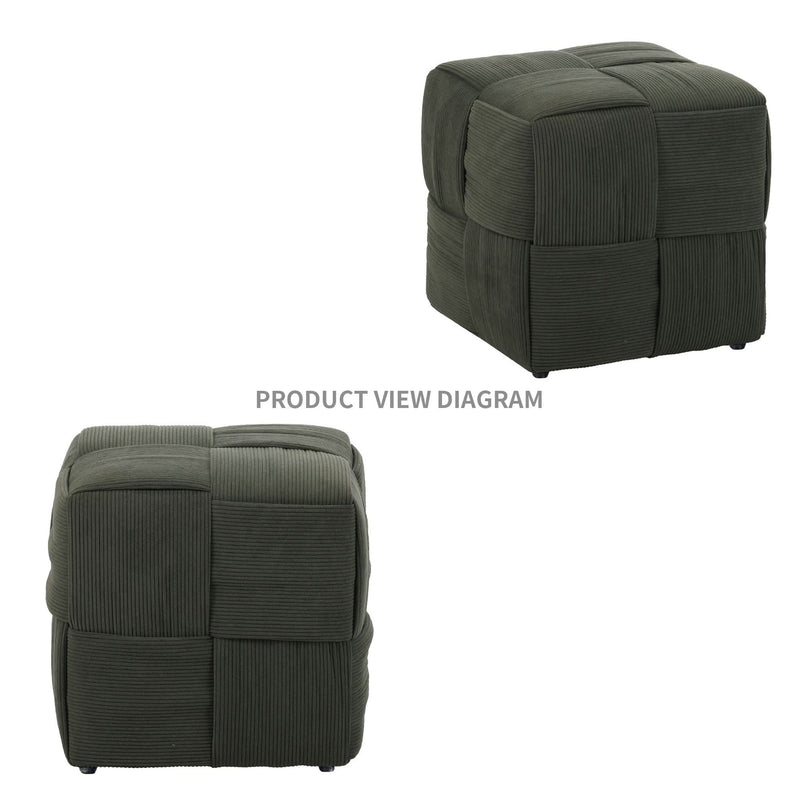 Ottoman Foot Rest Corduroy Green Square Stool For Living Room & Sofa Use Home Furniture