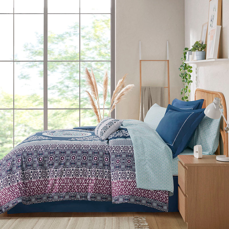 Queen Boho Comforter Set with Bed Sheets