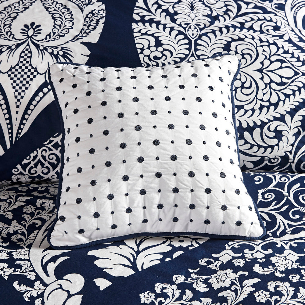 7 Piece Cotton Printed Comforter Set Indigo Cal King Media 2