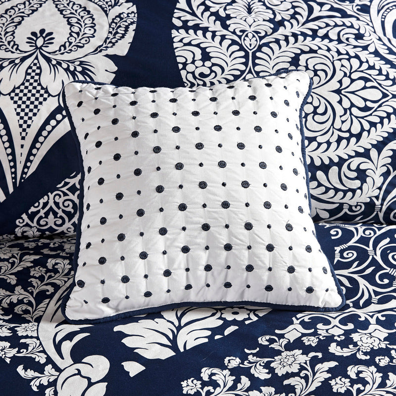 7 Piece Cotton Printed Comforter Set Indigo Cal King