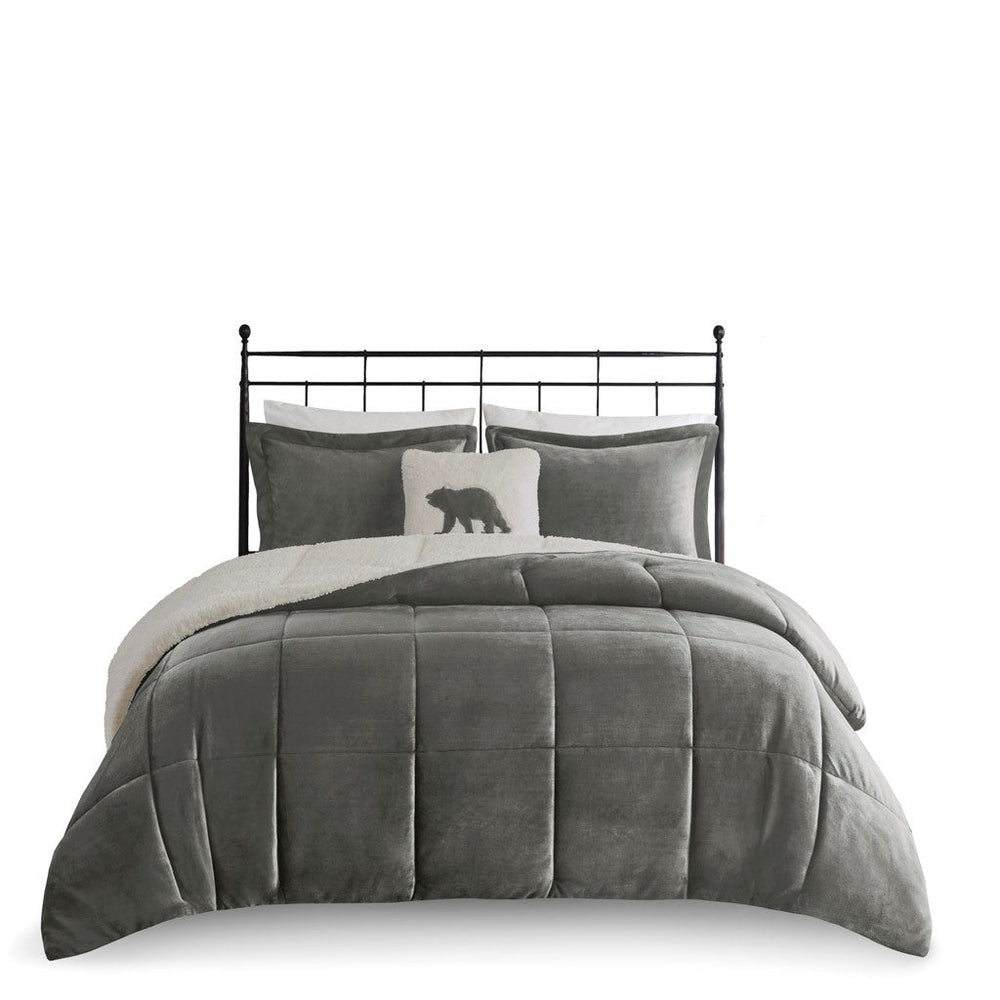 Full/Queen Plush to Sherpa Down Alternative Comforter Set Media 7