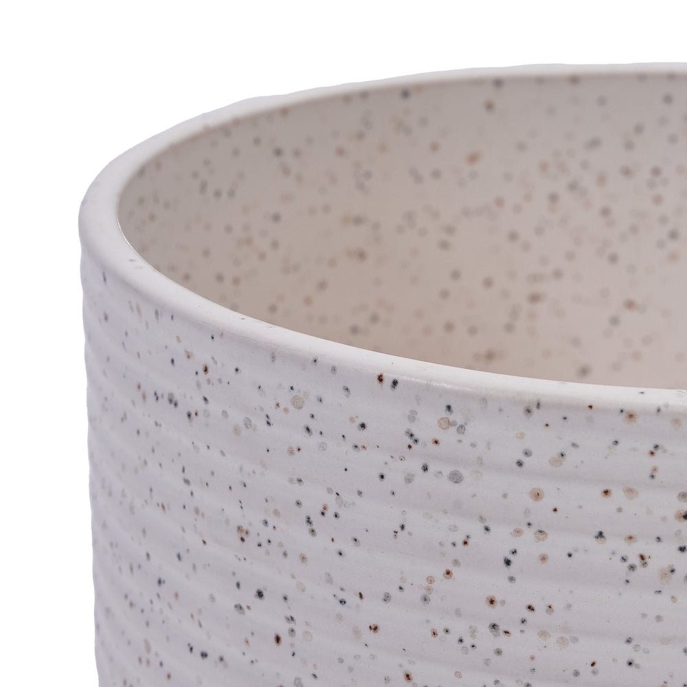 2 Pieces Ceramic Flowerpot, Modern Planter for Patio, Garden or Windowsills - Milk White Media 12