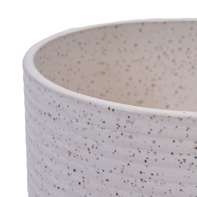 2 Pieces Ceramic Flowerpot, Modern Planter for Patio, Garden or Windowsills - Milk White