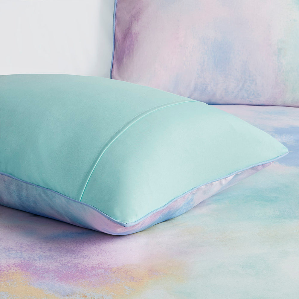Twin/Twin XL Watercolor Tie Dye Printed Duvet Cover Set with Throw Pillow Media 12