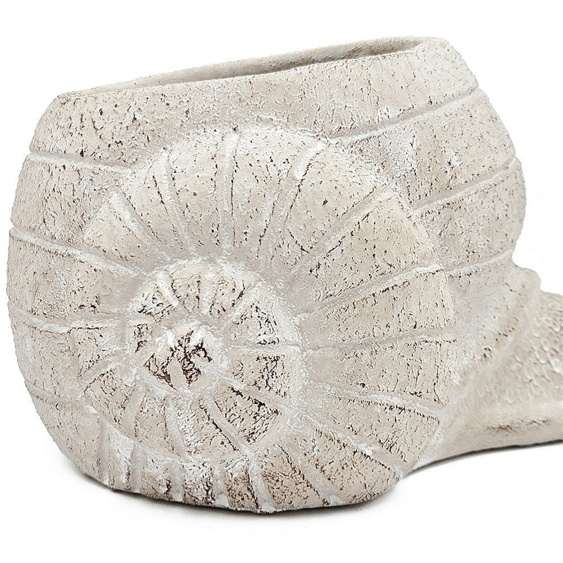 8.3x7x4.7' Decorative Sand and Cement Snail Planter with Textured Beige Finish