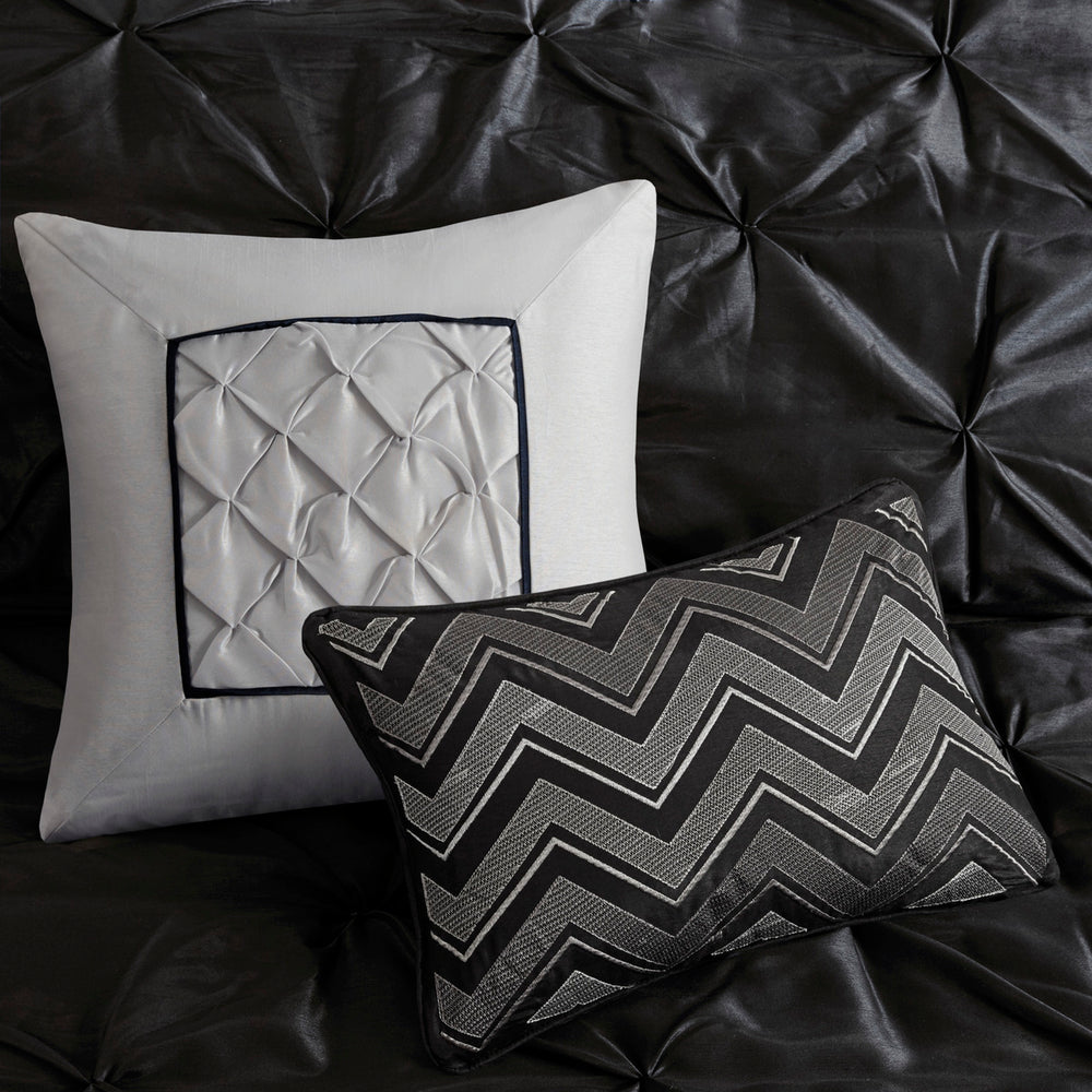 7 Piece Tufted Comforter Set Black Cal King Media 11