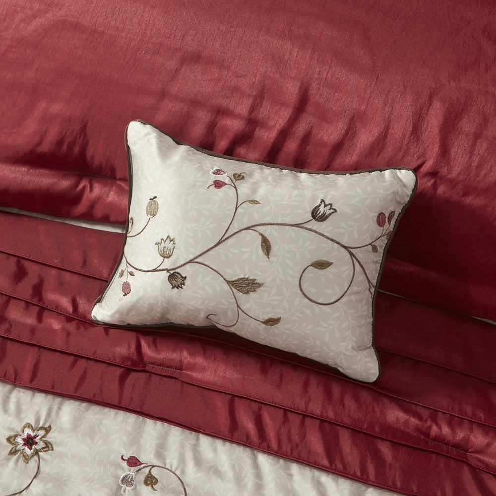 Embroidered 7 Piece Comforter Set Red Queen Media 4