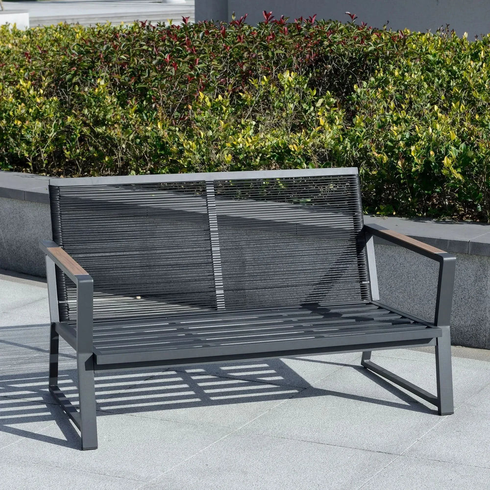 Aluminum Patio Conversation Set Cushions Included Dark Grey Outdoor Furniture Media 3