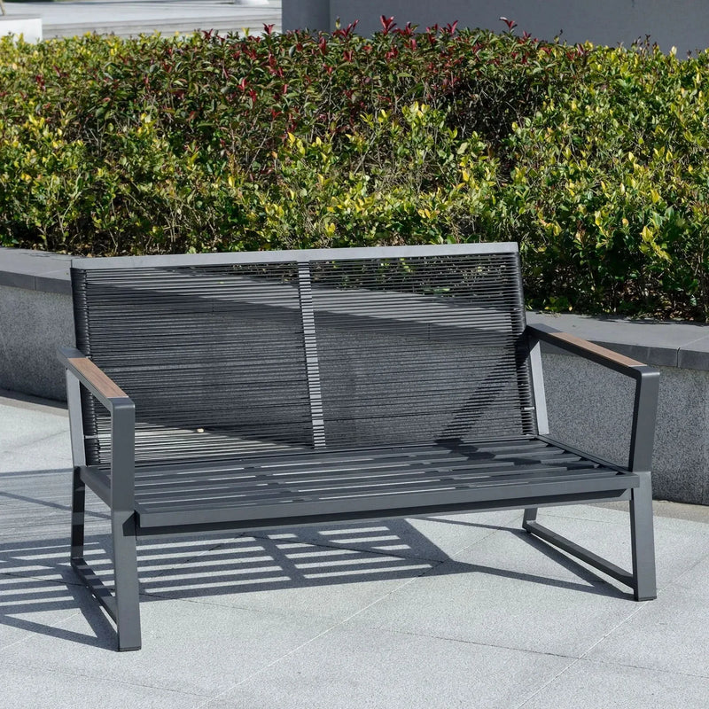 Aluminum Patio Conversation Set Cushions Included Dark Grey Outdoor Furniture