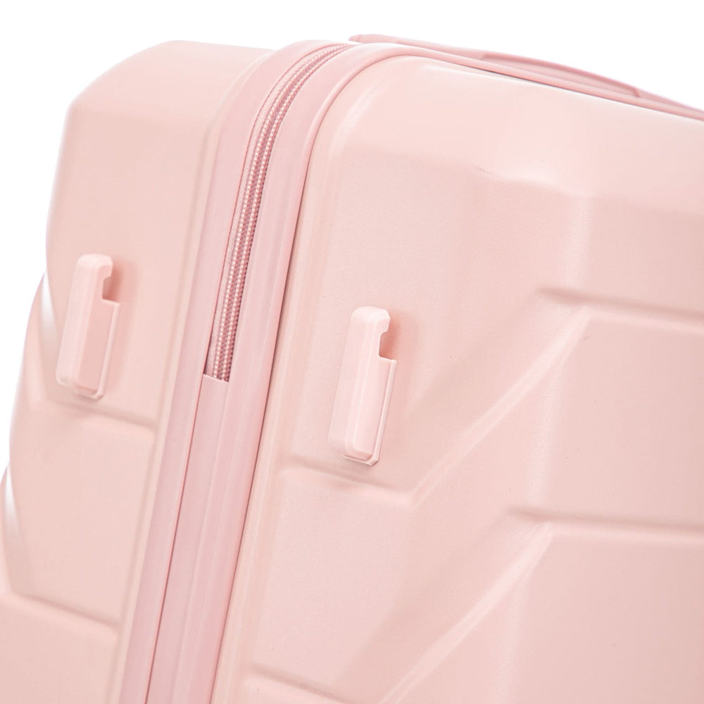 ABS Spinner Luggage 3 Piece Set Pink Matching Color & Combination Lock For Travel Use Media 28