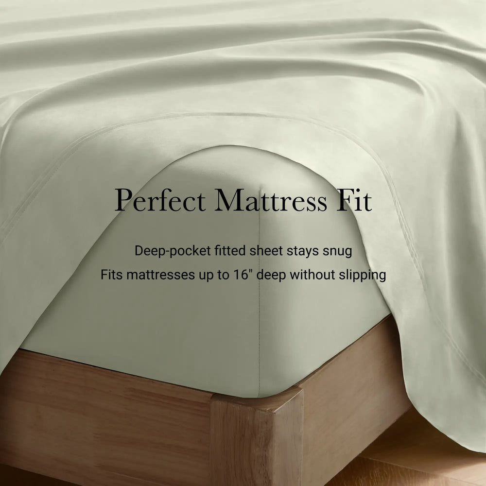 25779760 4 Pieces Queen Sateen Sheet Set,Sage     DTY Store Sateen Sheet Set     DTY Store