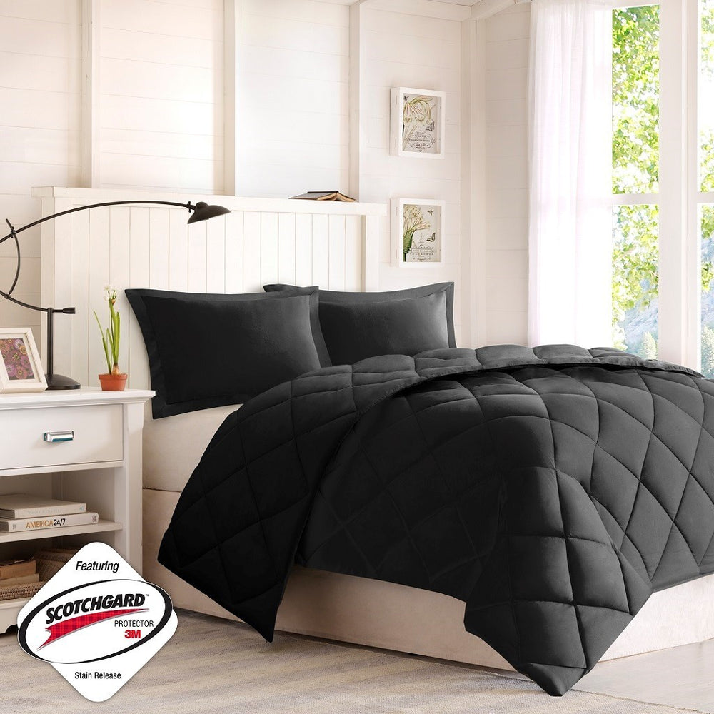 Full/Queen 3M Scotchgard Diamond Quilting Reversible Down Alternative Comforter Set Media 8