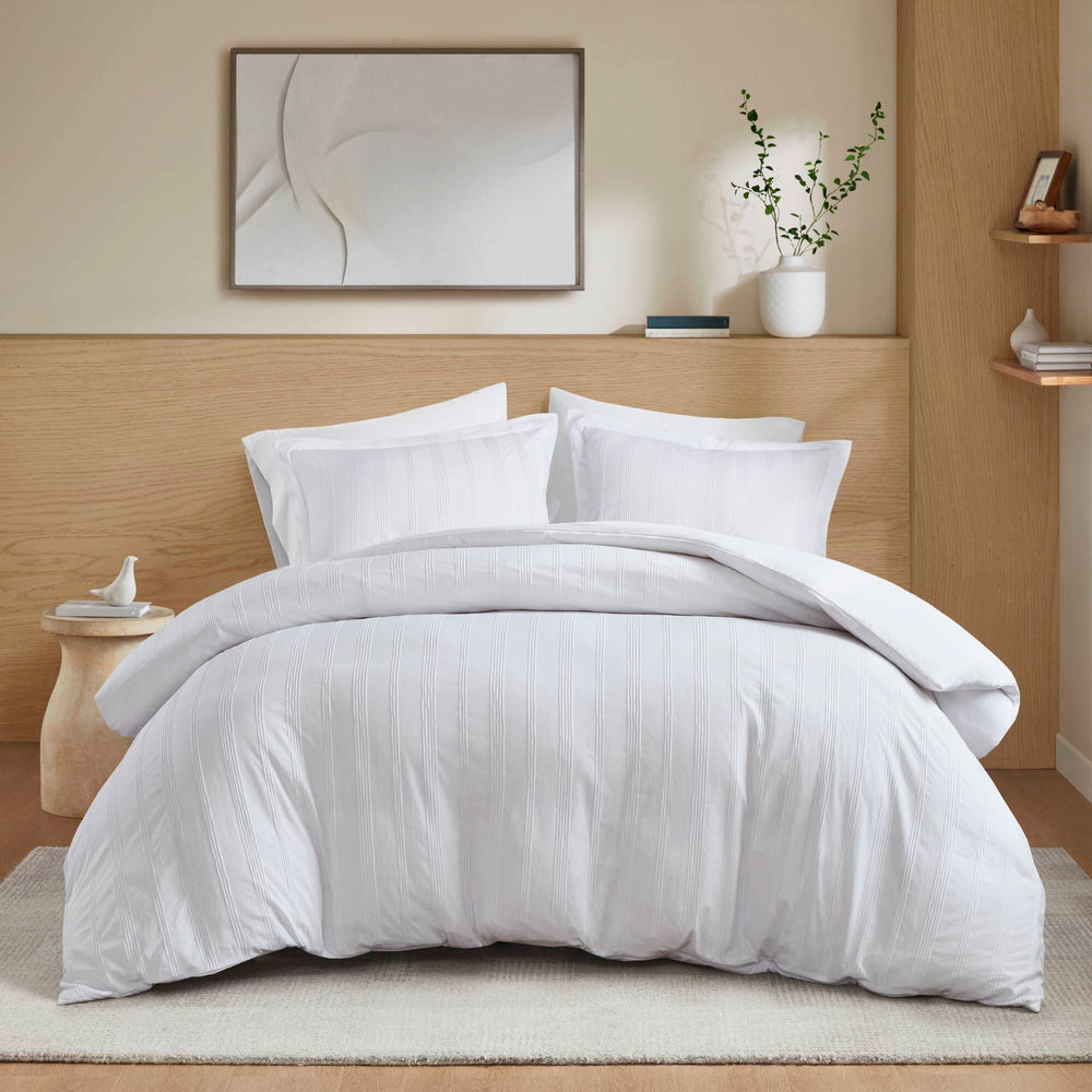 3-Piece King Woven Striped Duvet Set Media 13