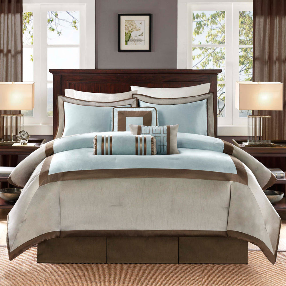 7 Piece Comforter Set Blue Queen Media 2