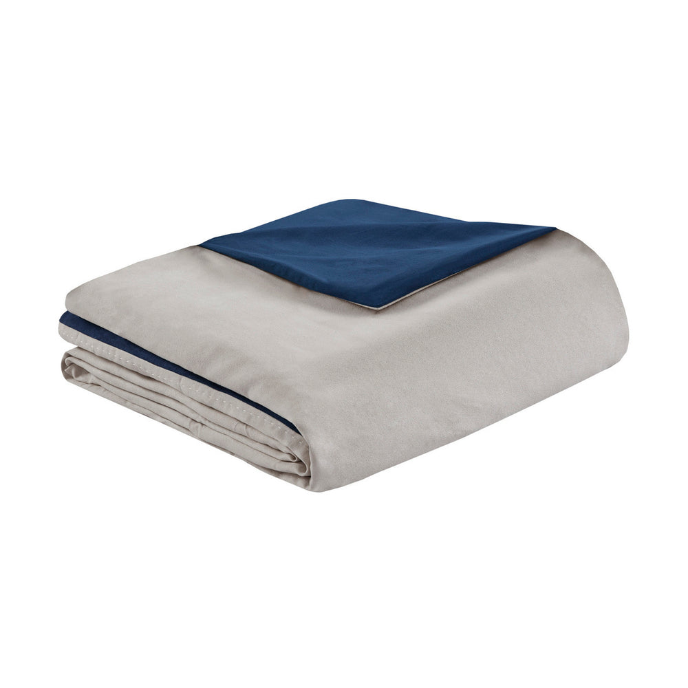 7 Piece Faux Suede Comforter Set Blue Cal King Media 5