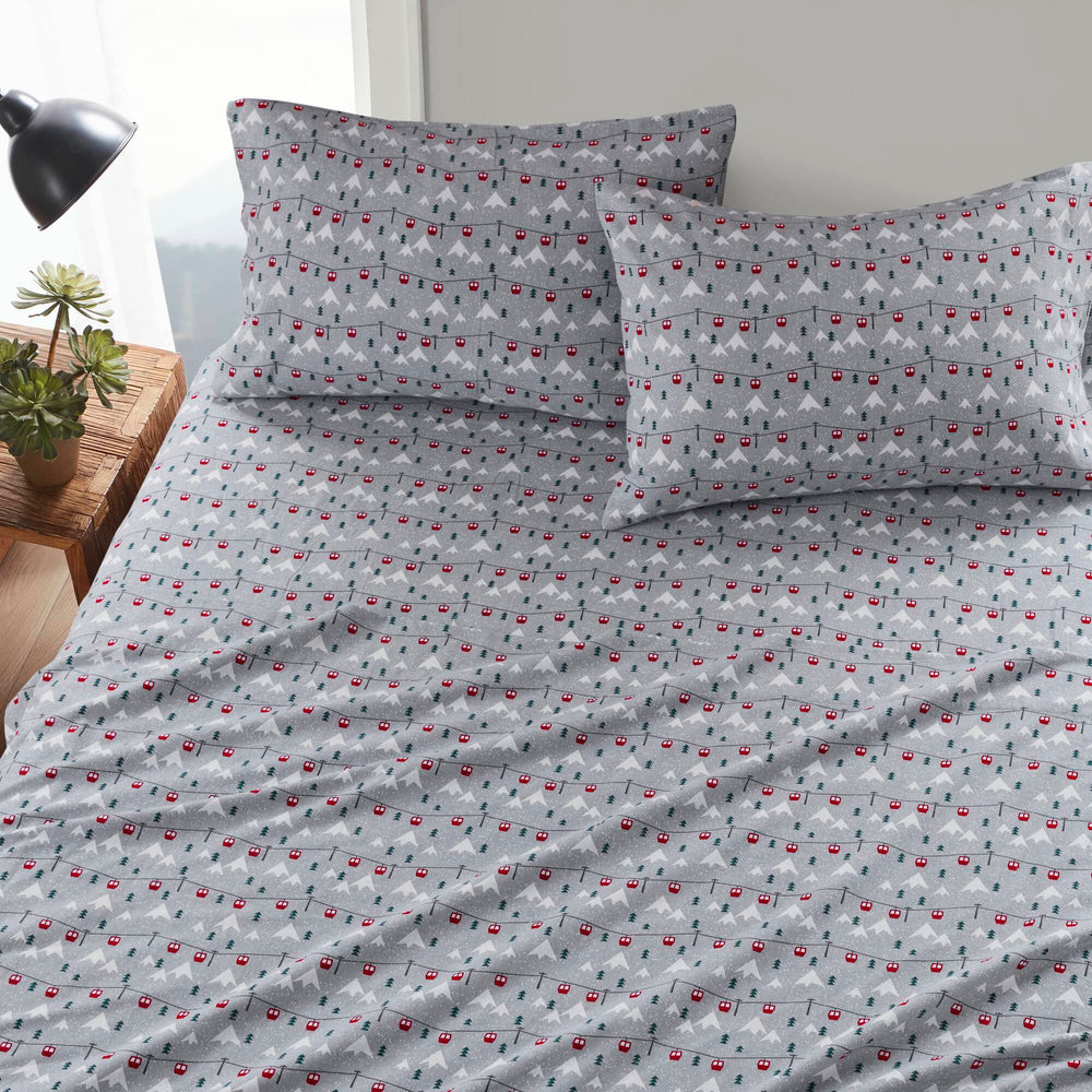 4 PCS Queen Sheet Set Grey Ski Jump Media 8