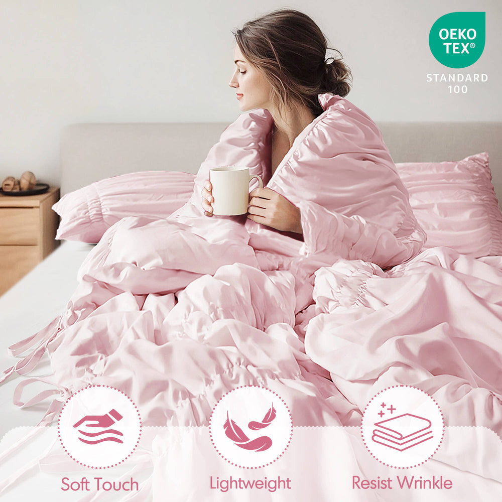 4 Pieces Twin/Twin XL Comforter Set,Pink Media 6