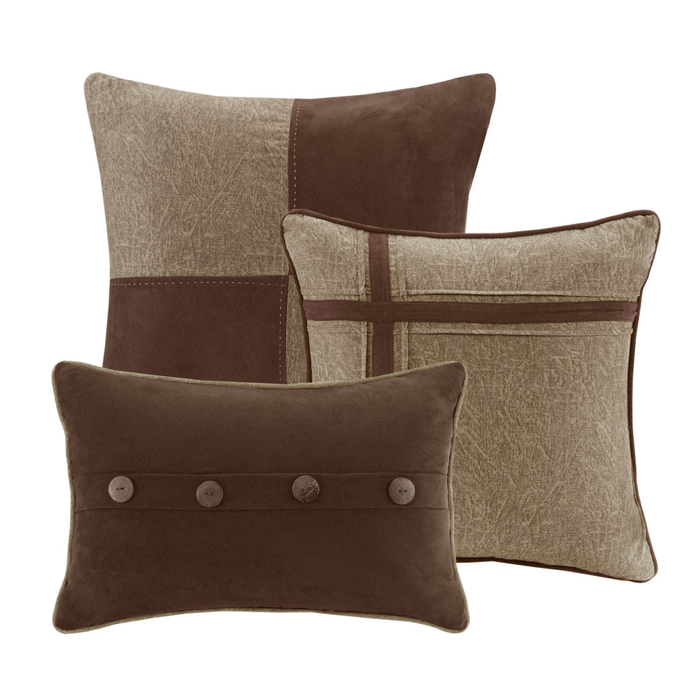 7 Piece Faux Suede Comforter Set Brown King Media 6