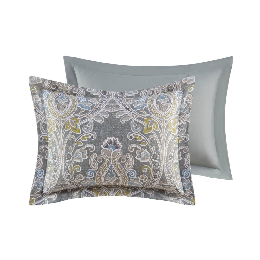 6 Piece Cotton Comforter Set Grey Queen Media 3
