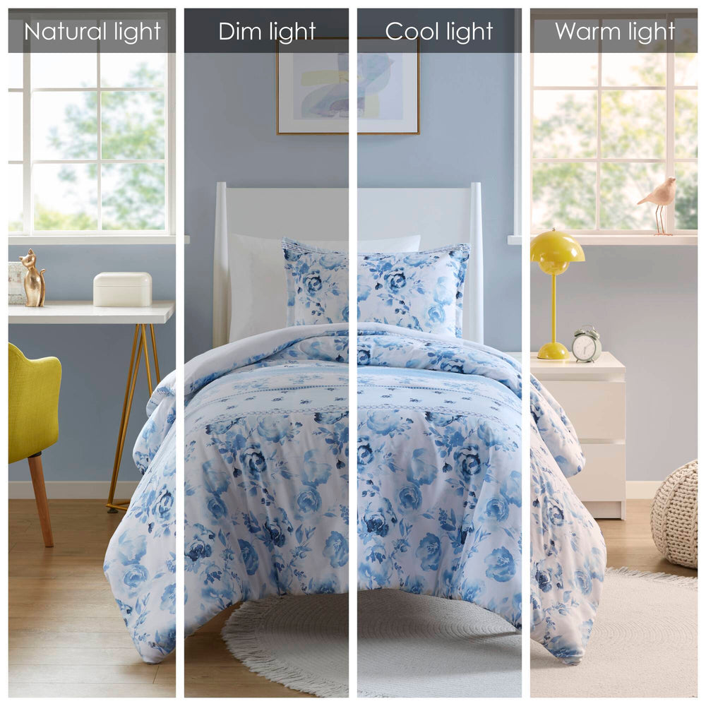 Floral Striped Duvet Cover Set Full/Queen Media 18