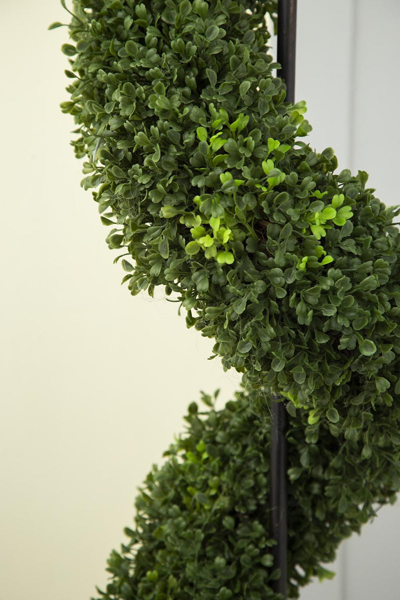 9.5x9.5x48' Tall Artificial Spiral Boxwood Topiary in Pot