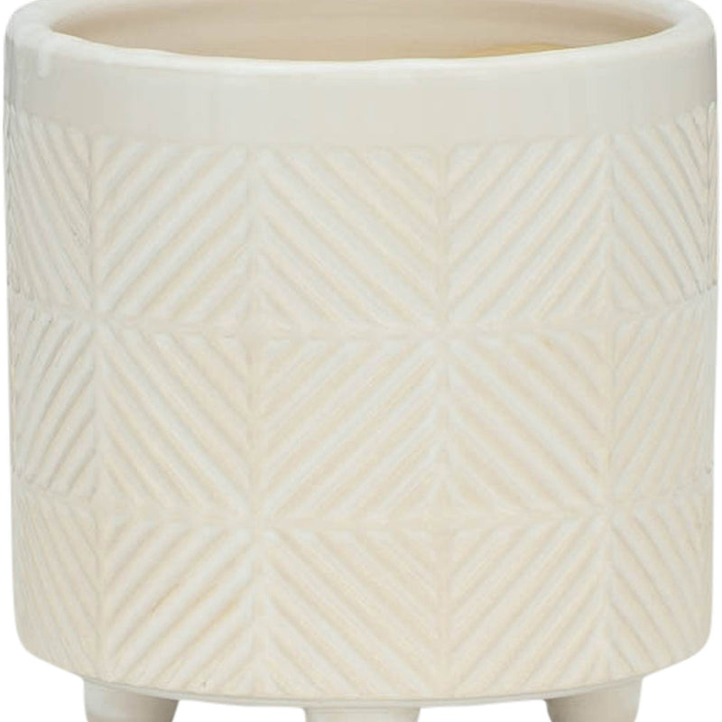S/2 6/8' TEXTURED PLANTERS, SHINY WHITE