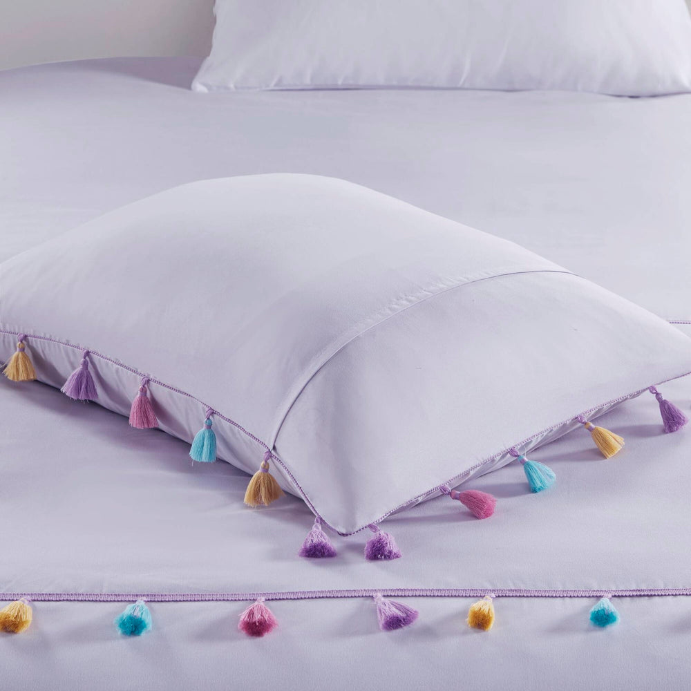 Tassel Comforter Set with Heart Shaped Throw Pillow Full/Queen Media 6