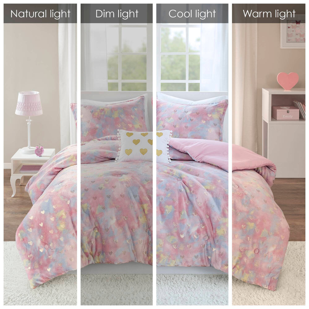 Metallic Printed   Comforter Set with Throw Pillow Full/Queen Media 4