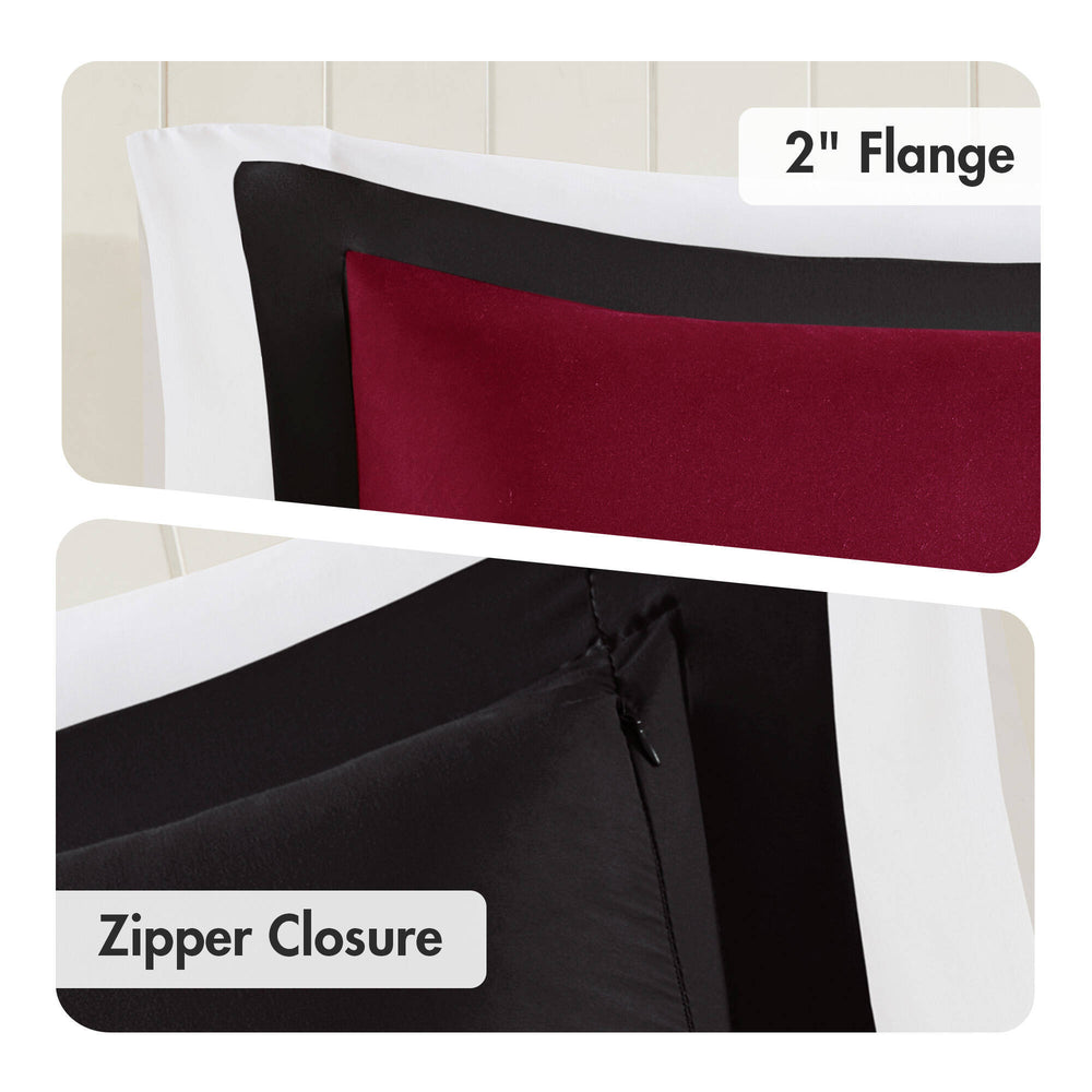 3 Pieces Full/Queen 3M Scotchgard Diamond Quilting Reversible Down Alternative Comforter Set,Red+Black Media 9