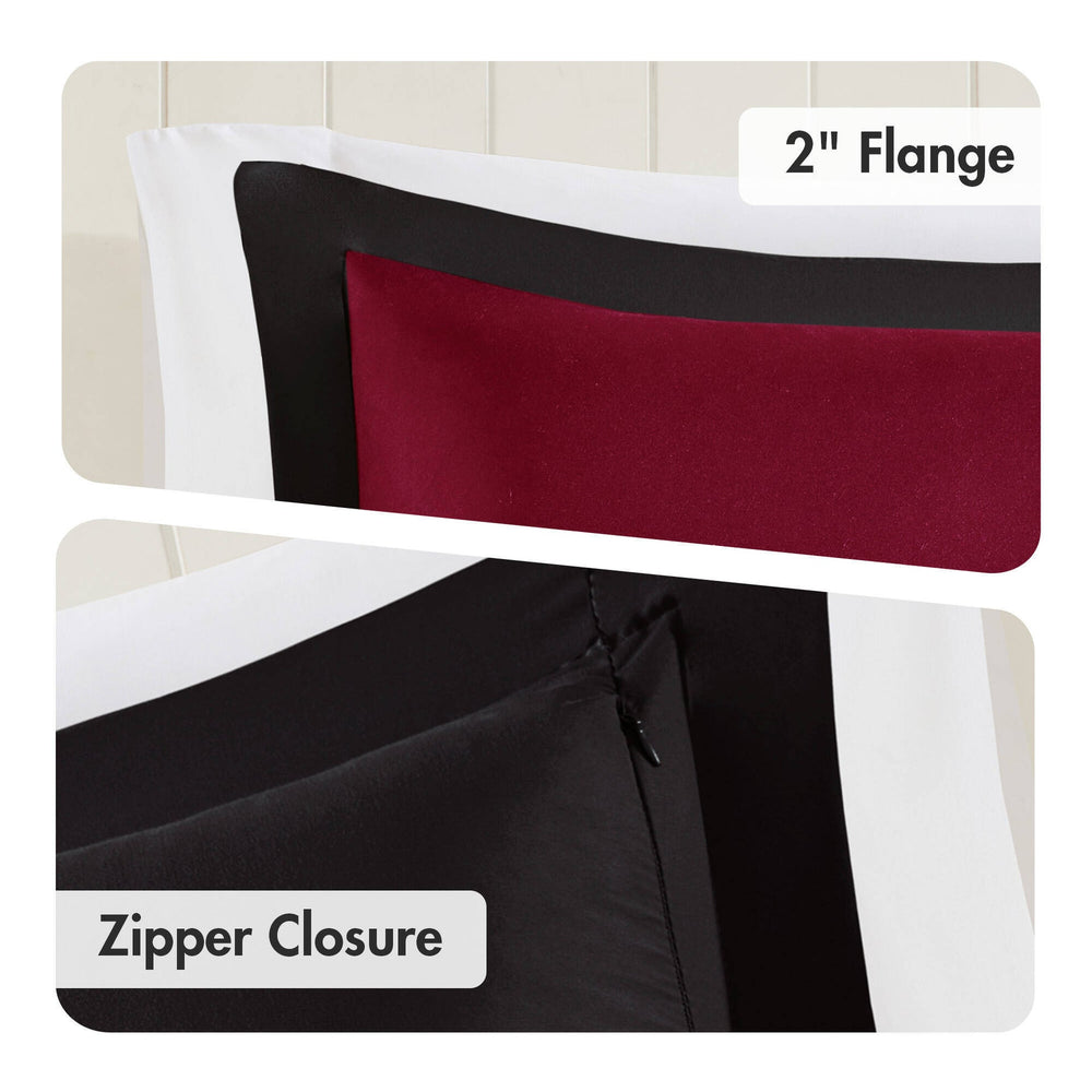 3 Pieces Full/Queen 3M Scotchgard Diamond Quilting Reversible Down Alternative Comforter Set,Red+Black Media 9